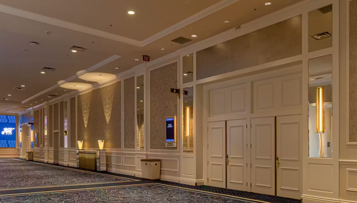 Interior view of the Venetian Convention Center in Las Vegas.