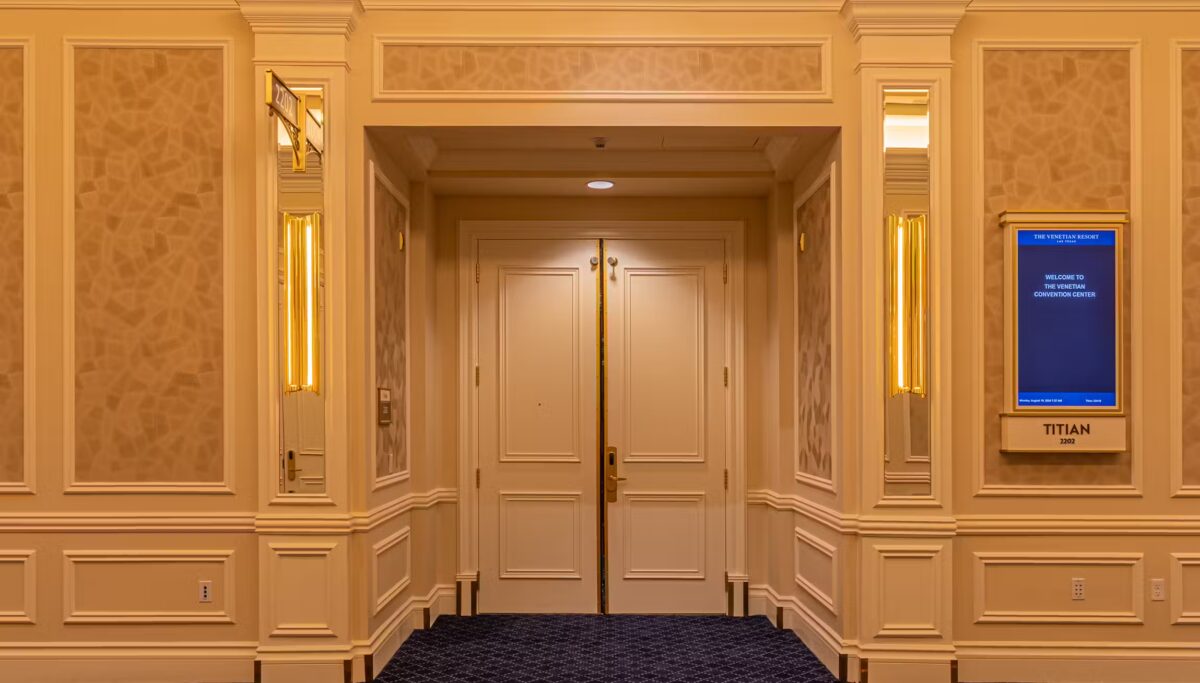 Interior view of the Venetian Convention Center in Las Vegas.